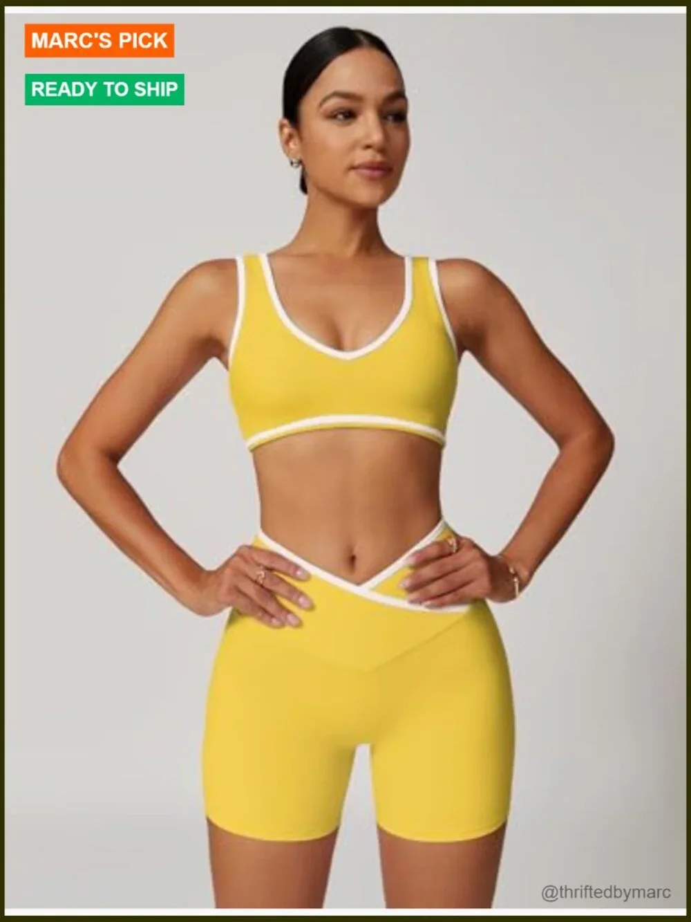 Large 2-Piece Workout Set Sports Bra Butt Lifting Shorts Activewear - Picture 3 of 7